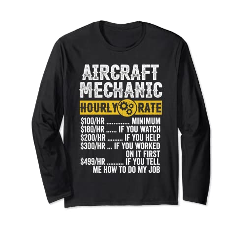 Mecánico de Aviones Aircraft Mechanic Hourly Rate Manga Larga