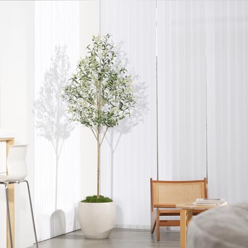 FEELEAD 7FT Olive Trees Artificial Indoor – Faux Tree 7 Feet for Home Decor - image 1