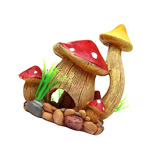 VILLFUL 1個 きのこの家 魚 風景の装飾 カエルの家 さかなきのこの隠れ家 キノコの装飾 月の置物 アクアリウムハウスの隠れ家 水族館繁殖洞窟 水族館の洞窟 洞窟の装飾を隠す 屋外 樹脂
