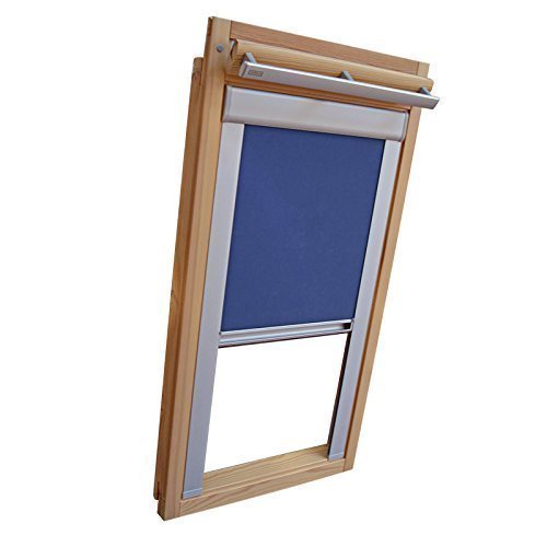Hochwertiges Verdunkelungsrollo Rollo mit Seitenschienen für Velux DKL/DKU-EP GGU,GPU,GHU,GTU FK06 mittelblau // Verdunkelungsrollo/Verdunkelungs-Rollo/Fensterrollo