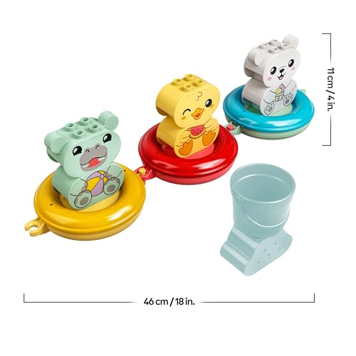 LEGO Duplo Jouet de Bain : Le Train Flottant des Animaux - Jeu pour Enfants dès 1 an - Jouet Éducatif avec Figurines d'Hippopotame, Canard & Ours Polaire - Cadeau pour Bébé, Fille ou Garçon 10965