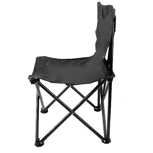 Chaise de camping pliante noire avec support stable et pliable - 5