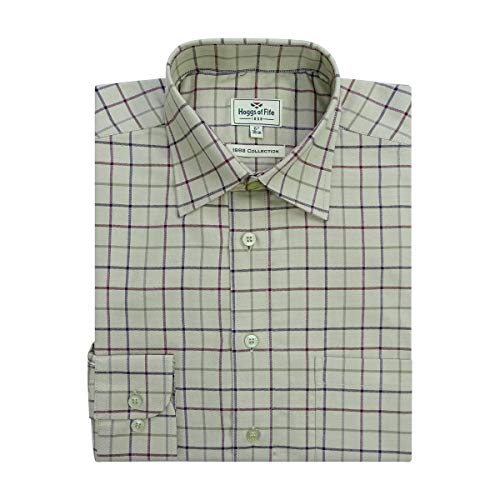 Hoggs of Fife Chieftain Premier Tattersall Shirt Lovat Check 16 1/2\" Check - Thumbnail 2