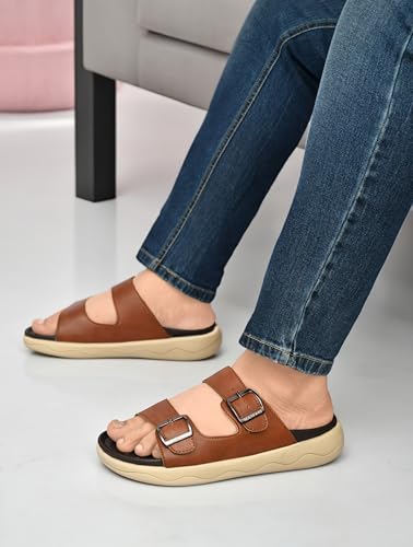 Image of HEALTH FIT Extra Soft Premium Classic Cushion Sliders /with Adjustable Buckle Strap & Light Weight Anti-SkidWaterproof Luxurious Slippers for Men's HF120