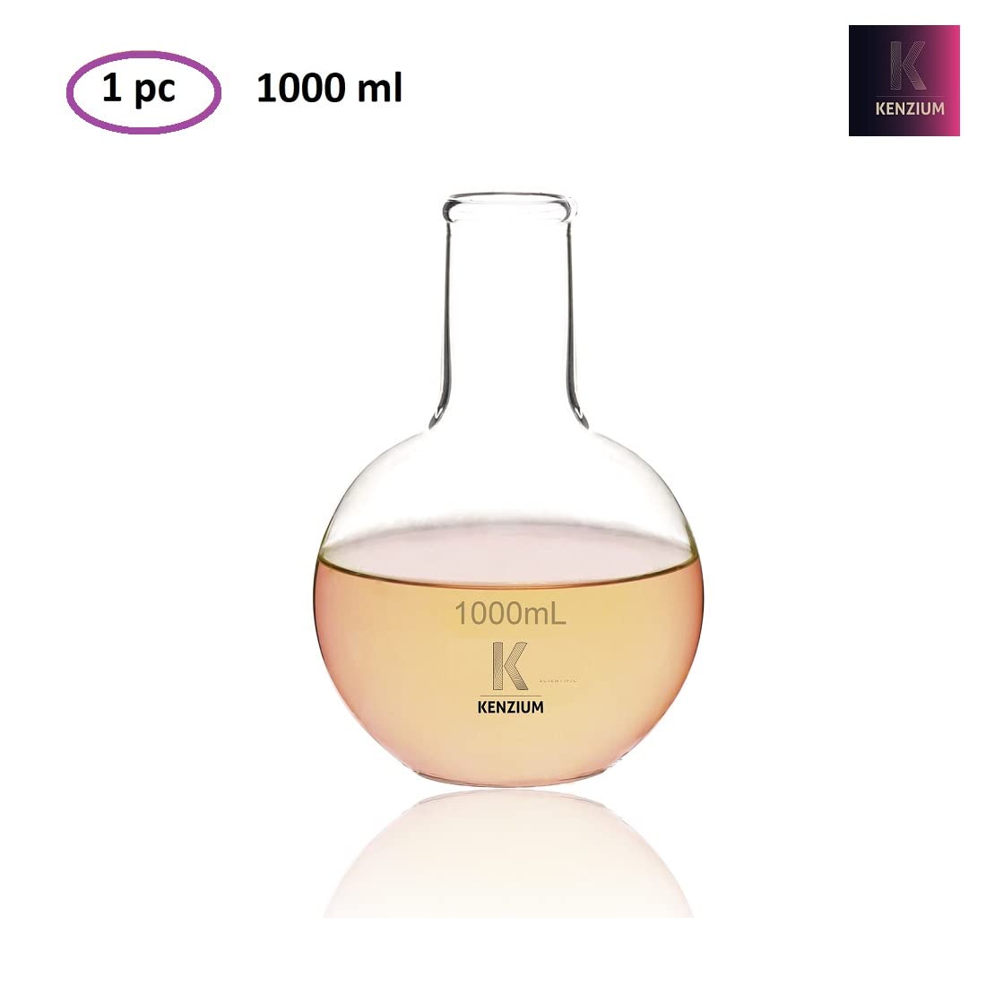 Labbox - Matraz de ebullición de fondo plano, matraz esférico de 1000 ml, cuello estrecho, vidrio de borosilicato 3.3 de alta resistencia Suministros de laboratorio - Ideal para hervir