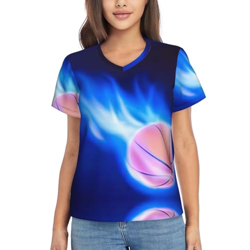 T-shirt respirant basket femme à manches courtes col en V léger