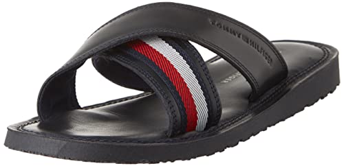 Tommy Hilfiger Herren Sandalen Criss Cross Sandal aus Leder, Blau (Desert...