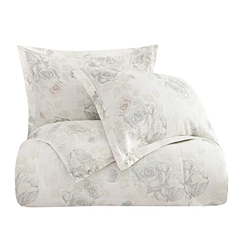 Image of HiEnd Accents Rosaline Washed Linen 3 Piece Queen Floral Comforter Set