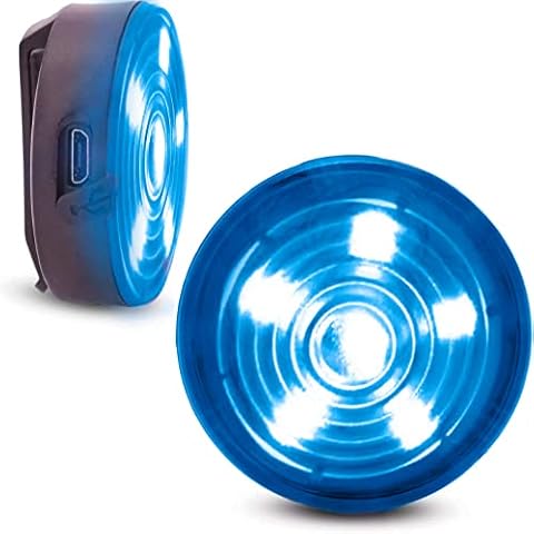 Everbeam E200 LED Bicycle Lights Front and Rear Rechargeable | Powerful Waterproof Safety Clip On LED Light Set Are Great For Runners, Cycling, Dog Walking - Includes Straps For Wearing - 2 Pack, Blue Cover