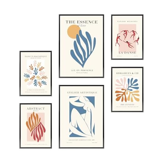 Heimlich Cuadros Decorativos - SIN Marcos -Decoración Colgante para Paredes de Sala, Dormitorios y Cocina - Arte Mural | 2 x A3 & 4 x A4-30x42 & 21x30 | » Abstract Matisse Modern «