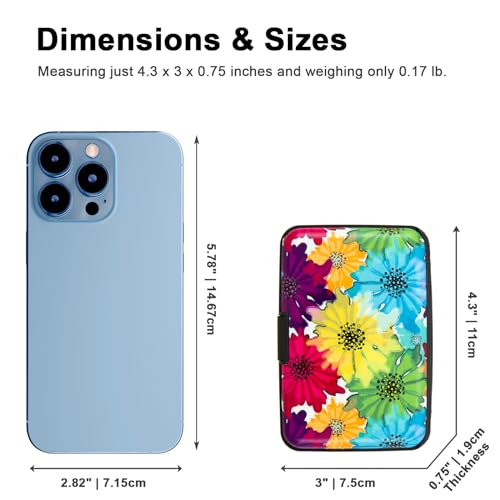Image of Credit Card Holder, Metal Card Wallet RFID Blocking Mini Slim Aluminum Business Hard Card Case for Women Men (Motley Floral)