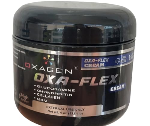 OXA-Flex Glucosamine & Chondroitin Cream with MSM & Collagen | Natural Cream for Men & Women | Soothe Joint, Bone & Muscle Pains, Improve Mobility, Relieve Discomfort & Speed Up Healing - 4 Oz