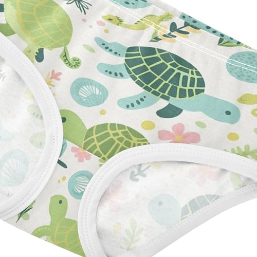 Wusikd Green Turtle Girls' Underwear Cotton Flowers Seahorses Girls Briefs Soft Toddler Underwear 2T4