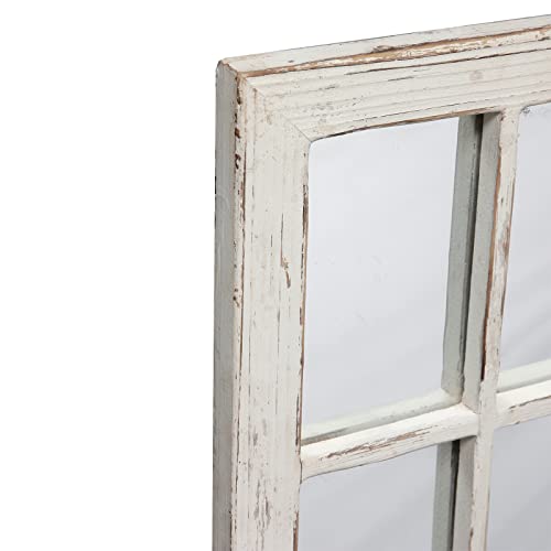 Rustic Window Pane Mirror Wall Decor 11" X 16", Hanging Distressed White Farmhouse Rectangle Wood Frame Mirror, Handmade Decorative Window Mirrors For Living Room Bathroom Bedroom Fireplace Christmas #TOP5