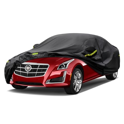 Image of Kaugung 7 Layers Car Cover Custom Fit Cadillac ATS /ATS-V from 2013 to 2025, Waterproof All Weather Resistant Outdoor Indoor Sun Rain Dust Snow Protection.(USA Warehouse,Within 3-7 Days), silverBlack