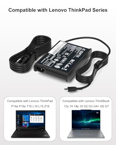 Image of 135W 100W USB C AC Laptop Charger Compatible with Lenovo ThinkPad t16 P16s P14s Z16 L15 L14 Charger, ThinkBook 16 14p 14 13x G7 G6 G5 G4+ G3 G2 Laptop Power Supply Cord