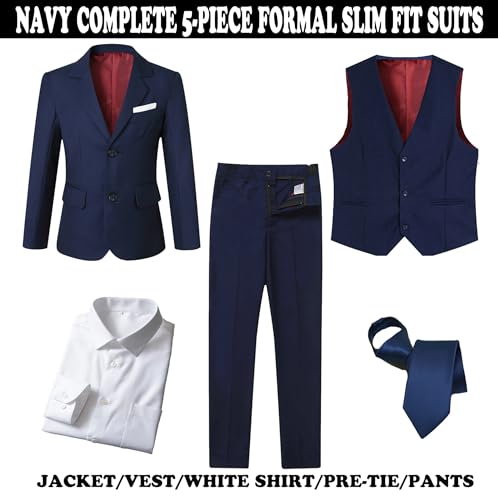 kretenier Boys Slim Fit Suit Kids Formal Suit for Boy Navy Blue Size 10 by kretenier - Used condition - US$40.18