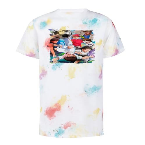 MERCHANDMANIA Camiseta Marcas Colores Oliver y Benji Capitan Tsubasa Tshirt