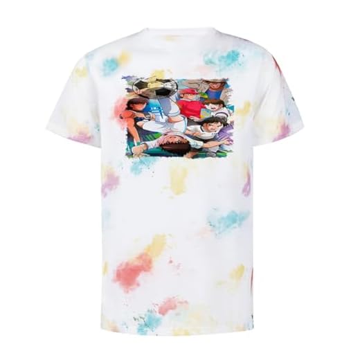MERCHANDMANIA Camiseta Marcas Colores Oliver y Benji Capitan Tsubasa Tshirt