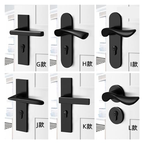 Cerradura de división en aluminio espacial negro mate para puertas de madera interiores 3