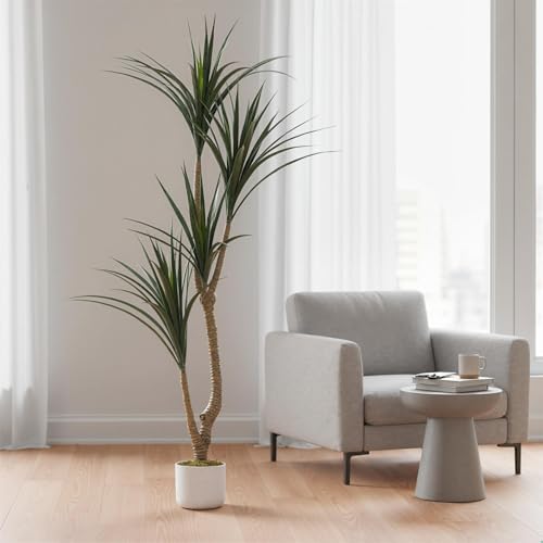 5.4FT Tall Artificial Dracaena Tree in Pot, Faux Tropical Floor