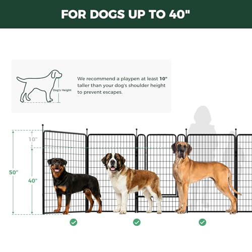 Image of FXW Rollick Unleashed Dog Playpen for Indoor, Yard, RV Camping, 50 inch 16 Panels Dog Pen with RV Step Grid for Large Dogs, Black│Patented