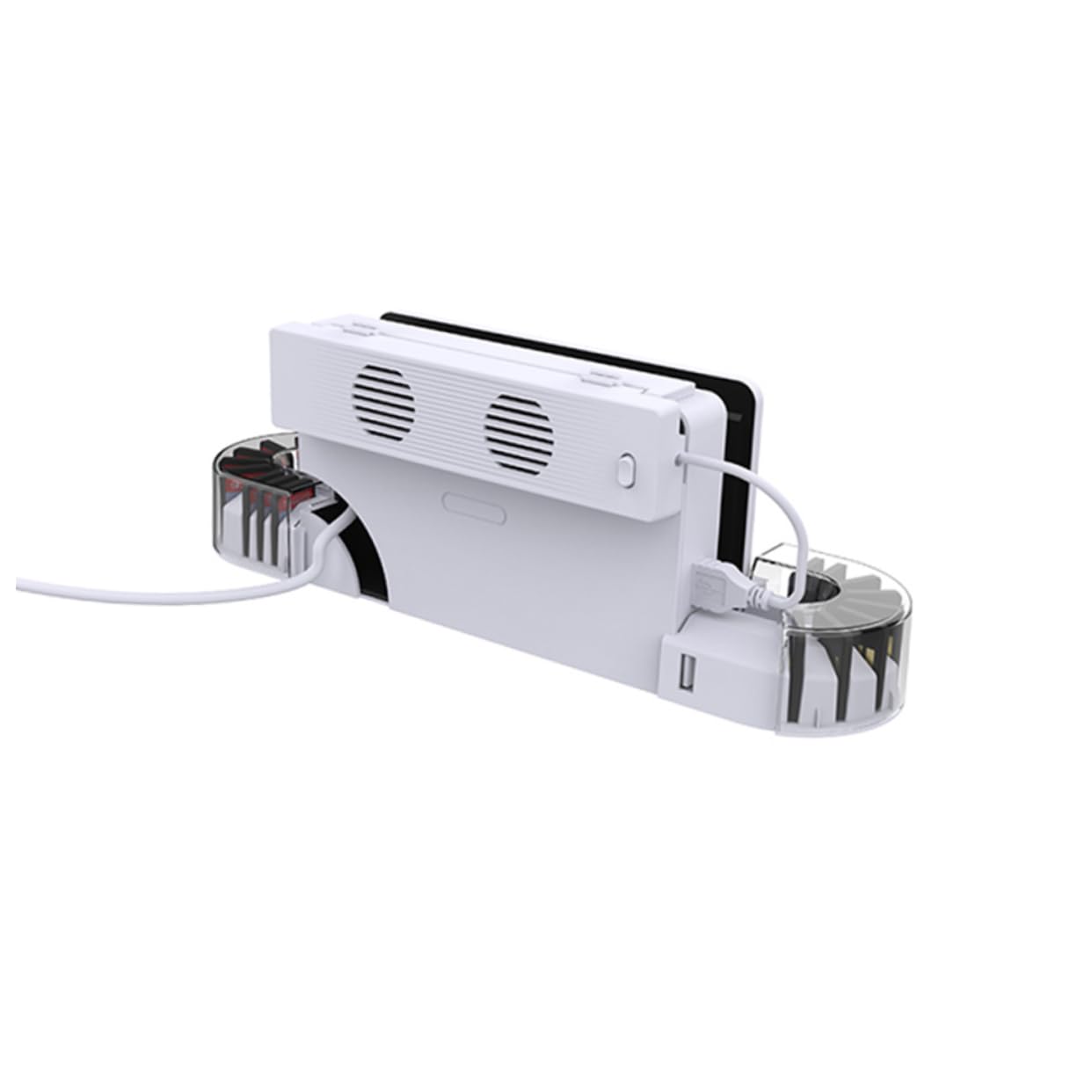 2 Set Dock per Switch Oled con Raffreddamento Gamepad Base per Caricatore Dual con Slot per Giochi e Copertura Trasparente