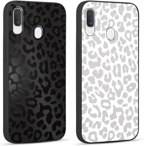 Yoedge 2 × Cover per Samsung Galaxy A20e 5,8' - Custodia Leopardato Nero per Telefono Aesthetic Disegni, Bianco Leopardo Custodie Protettiva per Cellulare TPU Silicone Antiurto per Samsung A20e case