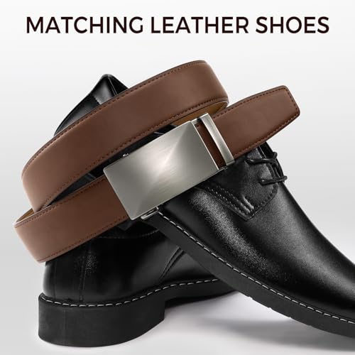 Image of Zitahli Belt Men,Leather Ratchet Belt for Men Dress Casual Every Day with Adjustable Buckle,Trim to Fit For Gift
