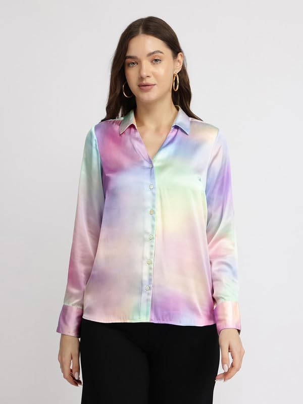 Image of FableStreet Women Shirts | Comfort Fit Spread Collar | Premium Satin Fabric for Formal, Business Casual