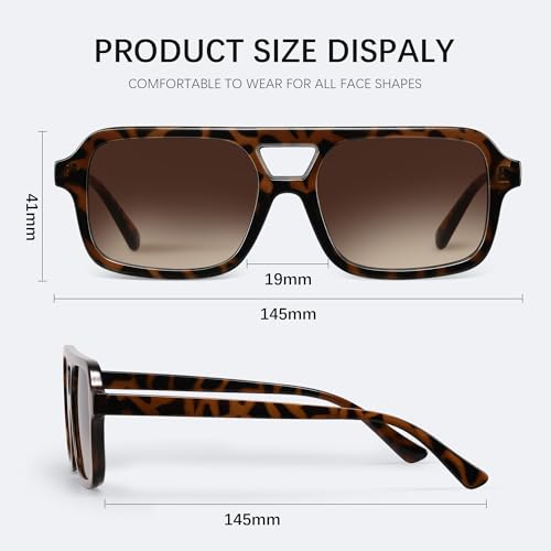 Retro Square Sunglasses for Womens Men - Trendy Vintage Aviator Sun Glasses UV400 Protection4