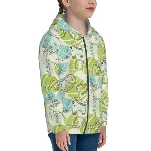 Little Elephants Garden Kids Pullover Hoodies Boys Zip Up Sweatshirts Girls Athletic Clothes with Pocket4