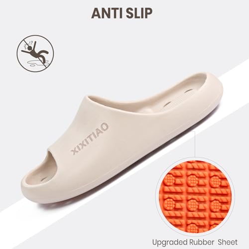XIXITIAO Shower Shoes for Women Men,Non-Slip Pool Slides,Quick Drying Shower Slippers,Lightweight Shower Sandals with Drain Holes for College Dorm, Beach, Bathroom & Gym2