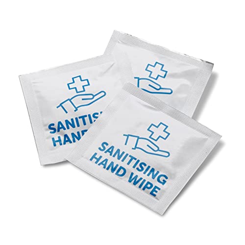 500 x Hand Sanitizing Wipes Individual Sachets Disinfectant Wipes- Antibacterial Hand Towel - Alcohol Free Wipes - Kills Germs- Ideal for Travel