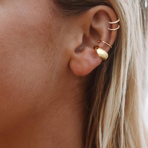 Image of Ear Cuffs Non Piercing 14K Gold Plated Ear Cuff Earrings for Women Trendy Clip on Cartilage Earring Stacks Non Pierced Adjustable Fake Earrings Set Jewelry Christmas Gift 2026 Stocking Stuffers