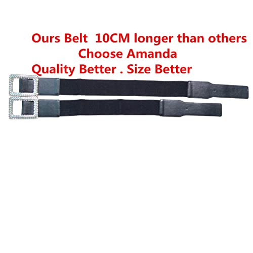 Belts for Women with Big Rhinestone Square Buckle -Wide Elastic Waist Dressy Strentch Waistbands Belt3