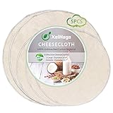 5 Pack Circle Cheesecloth, 100% Unbleached Cotton Ultra Fine Cheese Cloths for Straining, Grade 90...