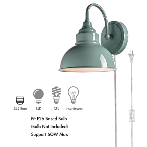 Image of Mini Gooseneck Wall Sconce, 2-Way Mount with Switch, Macaron Green | Flexible Gooseneck, Plug-in & Hardwired Dual Installation, On /Off Switch Included, Fits Bedroom, Corridor, Porch