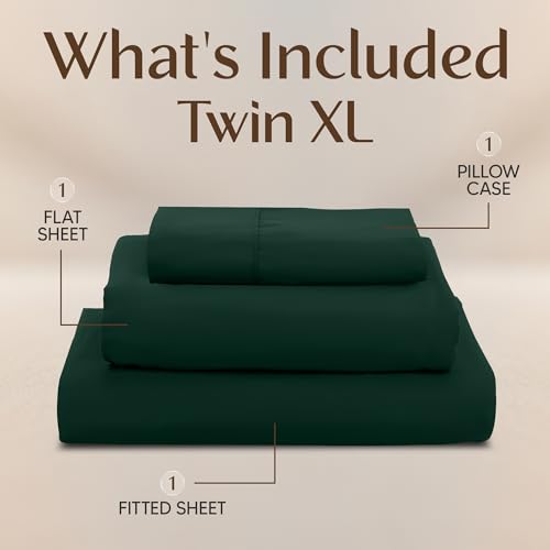 Image of Utopia Bedding Twin XL Sheet Set - 3 Piece Bed Sheets for Twin XL Size Bed, Soft and Breathable Microfiber, Includes 1 Fitted Sheet, 1 Flat Sheet and 1 Pillowcase (Emerald)
