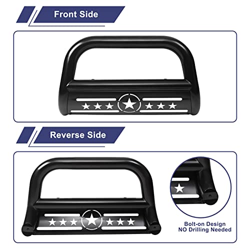 Aishan Bull Bar 3" Front Grille Brush Push Bumper Guard With Removable Skid Plate Compatible With 1999-2006 Chevy Silverado 1500/ Gmc Sierra 1500,Tahoe/Suburban/Yukon/Yukon Xl1500, Black #TOP3