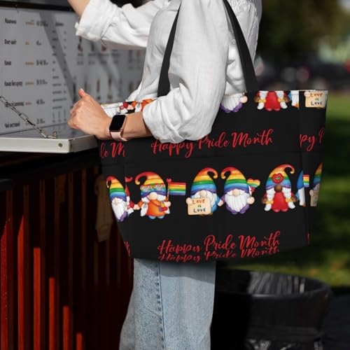 Lgbt Gnome Print Large Beach Tote Bag for Women Extra Large Capacity Sandproof Waterproof Pool Bag Suitable for Swimming Pool Gym Groceries Travel 7