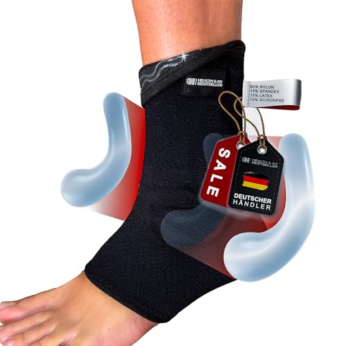 Tobillera Health & Fit: tobillera para un agarre estable y protección en caso de lesiones o inestabilidad, ayuda a la curación, para el día a día y el fitness. Antideslizante. M, izquierda