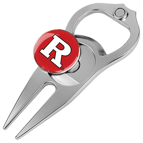 LinksWalker Rutgers Scarlet Knights - Hat Trick Divot Repair Tool with Magnetic Golf Ball Marker