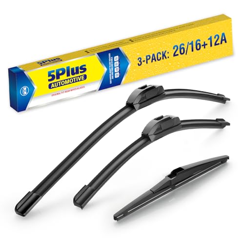 5 PLUS Wiper Blades Replacement For TOYOTA RAV4 2024 2023 2022 2021 2020 2019(Set of 3) 26 Inch + 16 Inch Wiper Blades with 12 Inch Rear Wiper Blade All-Season OEM Quality Windshield Wipers