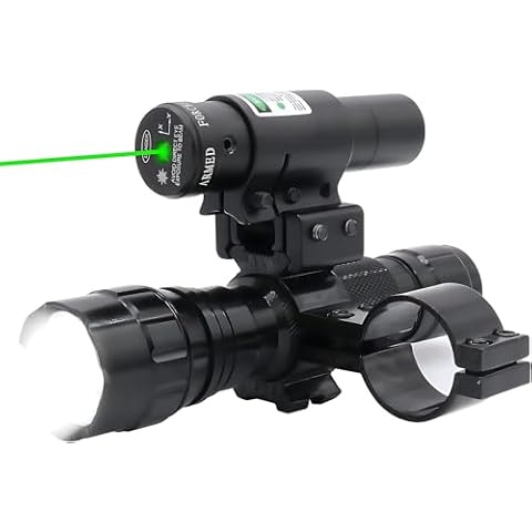 Higoo Tactical Flashlight Green Dot Sight Scope Combo with Rings Mount for Rifle Shotgun Cover