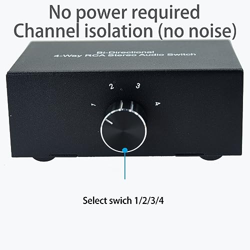 No External Power No Noise 4 Way 1 in 4 Out or 4 in 1 Out Audio Sound selector RCA Female Stereo 4 Channel Splitter switcher Box Switching - Thumbnail 2
