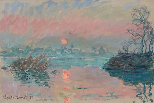 Poster Monet Coucher de soleil à Lavacourt 60x90cm pour décoration murale