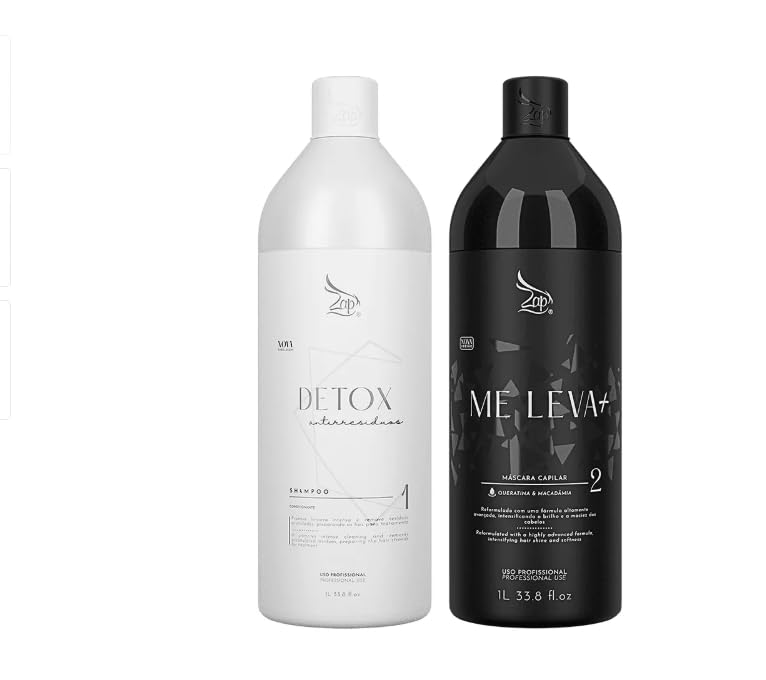 Kit Escova Progressiva Me Leva Zap Profissional Shampoo Detox e Mascara Capilar 2x 1000ml