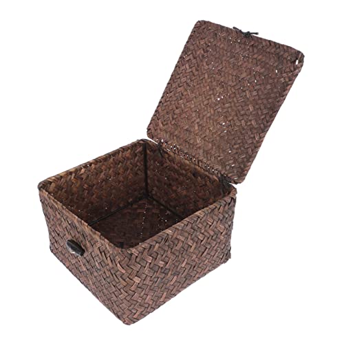 Holibanna 1Pieza Cesta Decorativa De Almacenamiento Tejida Color Caja Organizadora De Cuadrada Para Ropa
