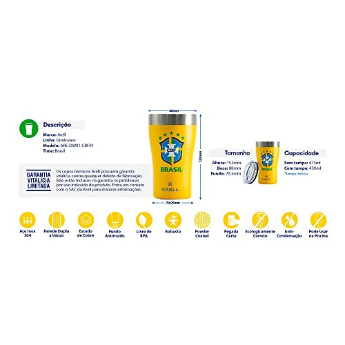 Copo Térmico Arell oficial do BRASIL -Tulip Pint - 500ml (Amarelo)